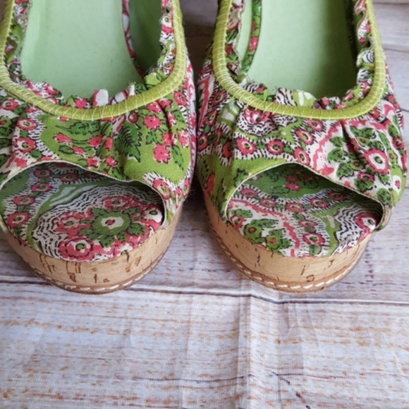 🌸 ZiGi Girl Floral Cork Wedges Peep Toe Size 10 - Picture 5 of 7